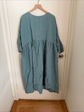 Rachel Comey Teal Blue Linen Babydoll Dress